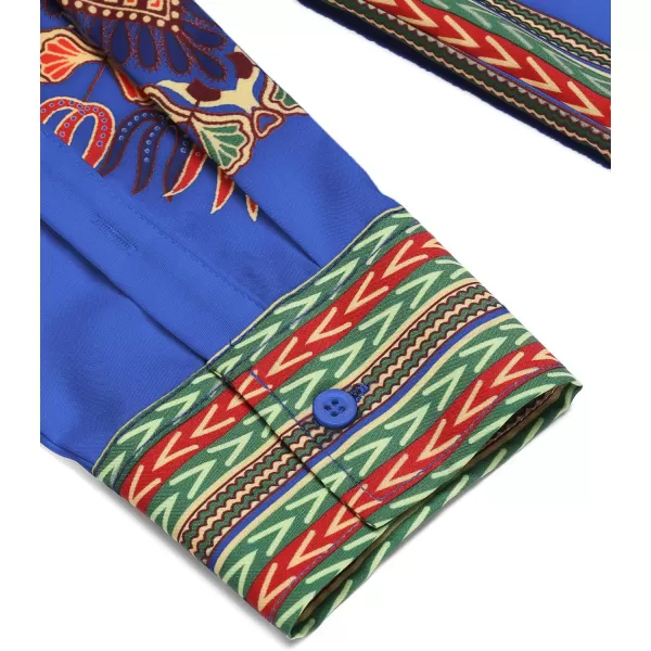 COOFANDY Men's African Dashiki Print Shirt Long Sleeve Button Down Shirt Bright Color Tribal Top Shirt
