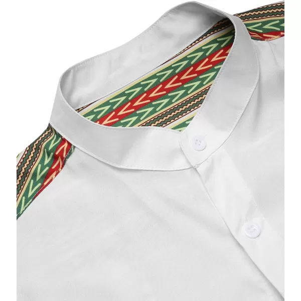 COOFANDY Men's African Dashiki Print Shirt Long Sleeve Button Down Shirt Bright Color Tribal Top Shirt
