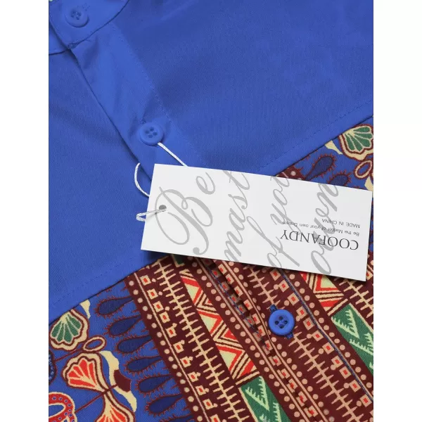 COOFANDY Men's African Dashiki Print Shirt Long Sleeve Button Down Shirt Bright Color Tribal Top Shirt
