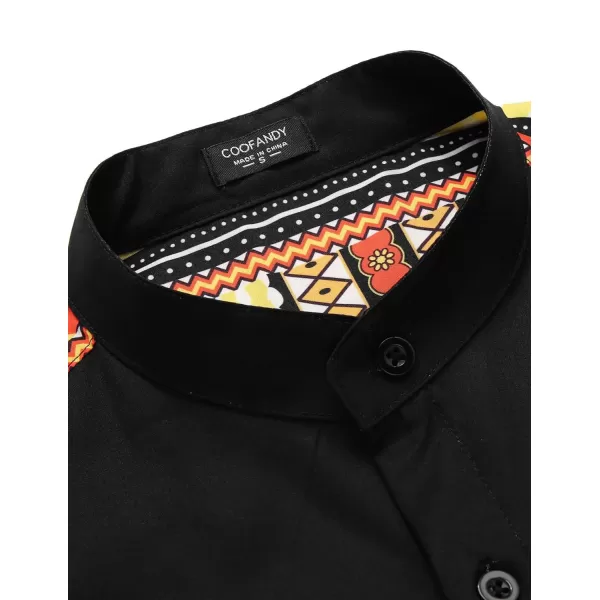 COOFANDY Men's African Dashiki Print Shirt Long Sleeve Button Down Shirt Bright Color Tribal Top Shirt