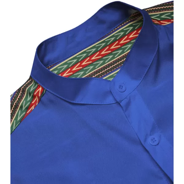 COOFANDY Men's African Dashiki Print Shirt Long Sleeve Button Down Shirt Bright Color Tribal Top Shirt
