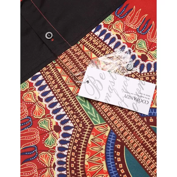 COOFANDY Men's African Dashiki Print Shirt Long Sleeve Button Down Shirt Bright Color Tribal Top Shirt