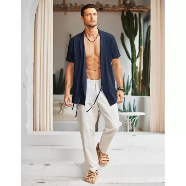 COOFANDY Men's Beach Kimono Shirt Cardigan Jacket Light Linen Short Sleeve Open Front Casual Shirts