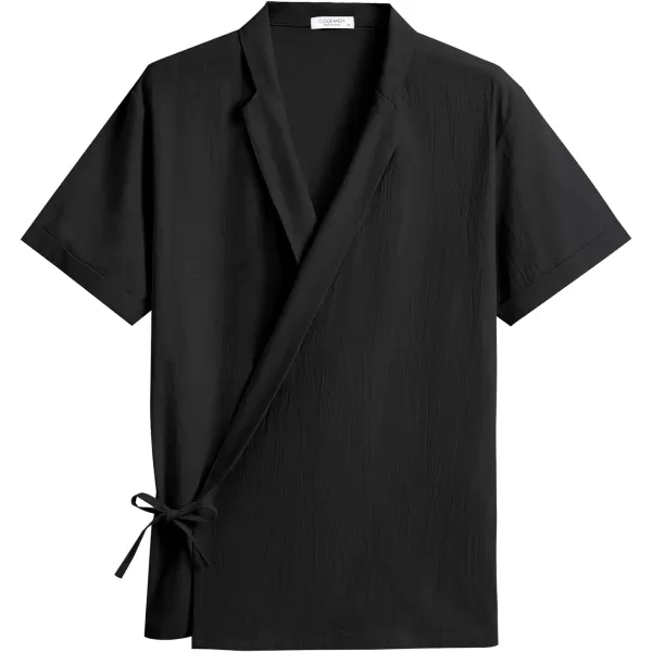 COOFANDY Men's Beach Kimono Shirt Cardigan Jacket Light Linen Short Sleeve Open Front Casual Shirts