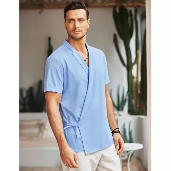 COOFANDY Men's Beach Kimono Shirt Cardigan Jacket Light Linen Short Sleeve Open Front Casual Shirts