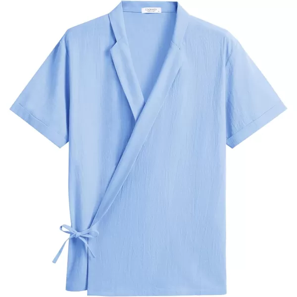 COOFANDY Men's Beach Kimono Shirt Cardigan Jacket Light Linen Short Sleeve Open Front Casual Shirts