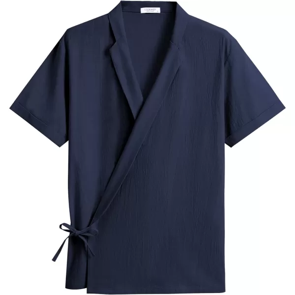 COOFANDY Men's Beach Kimono Shirt Cardigan Jacket Light Linen Short Sleeve Open Front Casual Shirts