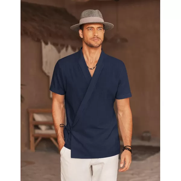 COOFANDY Men's Beach Kimono Shirt Cardigan Jacket Light Linen Short Sleeve Open Front Casual Shirts