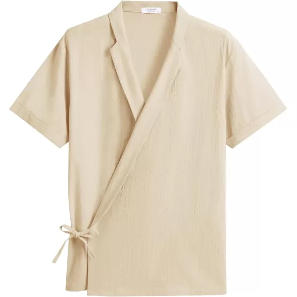 COOFANDY Men's Beach Kimono Shirt Cardigan Jacket Light Linen Short Sleeve Open Front Casual Shirts