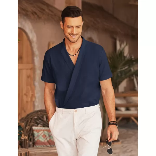 COOFANDY Men's Beach Kimono Shirt Cardigan Jacket Light Linen Short Sleeve Open Front Casual Shirts