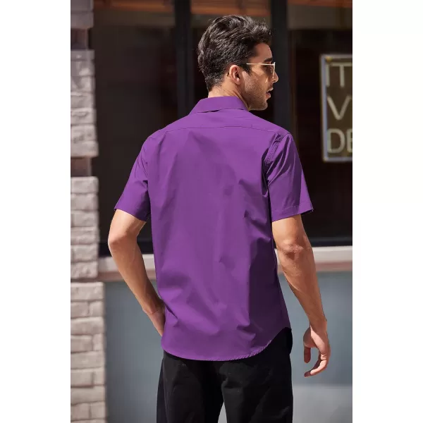 COOFANDY Men's Button Down Shirts Short Sleeve Fashion Dress Shirts Contrast Button Up Shirt