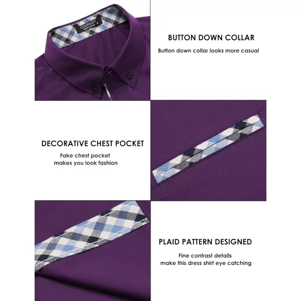 COOFANDY Men's Button Down Shirts Short Sleeve Fashion Dress Shirts Contrast Button Up Shirt