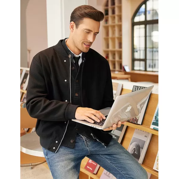 COOFANDY Men's Cardigan Sweater Slim Fit Stand Collar Cardigan Casual Cable Knitted Button Down Sweater with Pockets