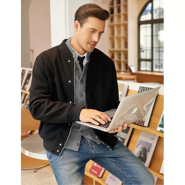 COOFANDY Men's Cardigan Sweater Slim Fit Stand Collar Cardigan Casual Cable Knitted Button Down Sweater with Pockets