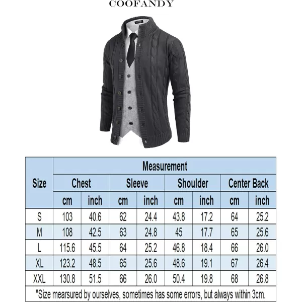 COOFANDY Men's Cardigan Sweater Slim Fit Stand Collar Cardigan Casual Cable Knitted Button Down Sweater with Pockets