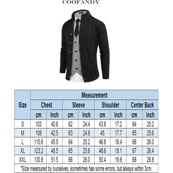 COOFANDY Men's Cardigan Sweater Slim Fit Stand Collar Cardigan Casual Cable Knitted Button Down Sweater with Pockets