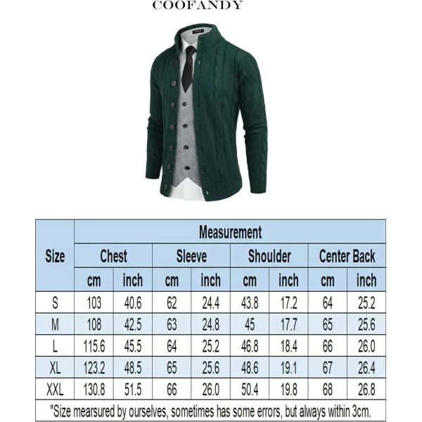 COOFANDY Men's Cardigan Sweater Slim Fit Stand Collar Cardigan Casual Cable Knitted Button Down Sweater with Pockets
