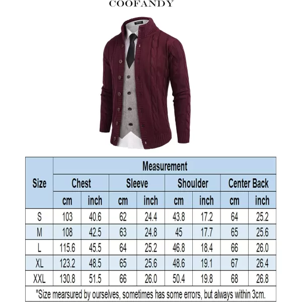 COOFANDY Men's Cardigan Sweater Slim Fit Stand Collar Cardigan Casual Cable Knitted Button Down Sweater with Pockets