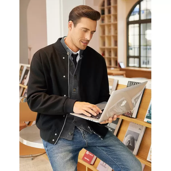 COOFANDY Men's Cardigan Sweater Slim Fit Stand Collar Cardigan Casual Cable Knitted Button Down Sweater with Pockets
