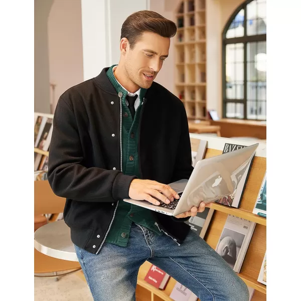 COOFANDY Men's Cardigan Sweater Slim Fit Stand Collar Cardigan Casual Cable Knitted Button Down Sweater with Pockets