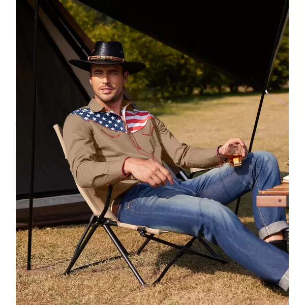 COOFANDY Men's Casual American Flag Button Down Shirts Slim Fit Long Sleeve Shirt