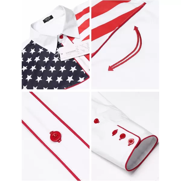COOFANDY Men's Casual American Flag Button Down Shirts Slim Fit Long Sleeve Shirt