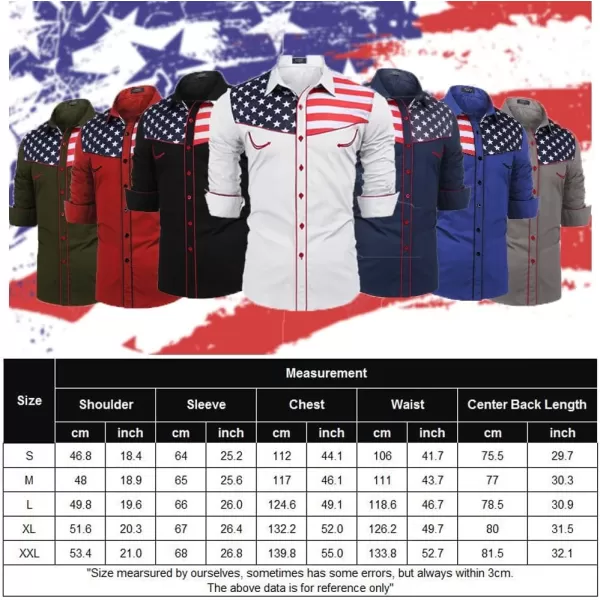 COOFANDY Men's Casual American Flag Button Down Shirts Slim Fit Long Sleeve Shirt