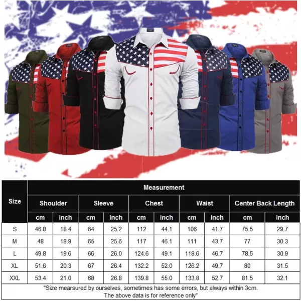 COOFANDY Men's Casual American Flag Button Down Shirts Slim Fit Long Sleeve Shirt