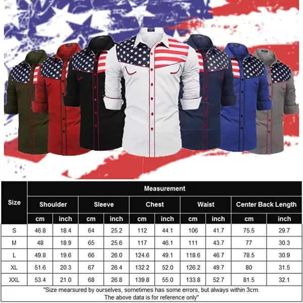COOFANDY Men's Casual American Flag Button Down Shirts Slim Fit Long Sleeve Shirt