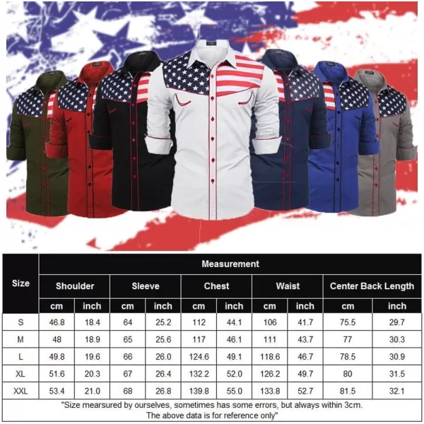 COOFANDY Men's Casual American Flag Button Down Shirts Slim Fit Long Sleeve Shirt