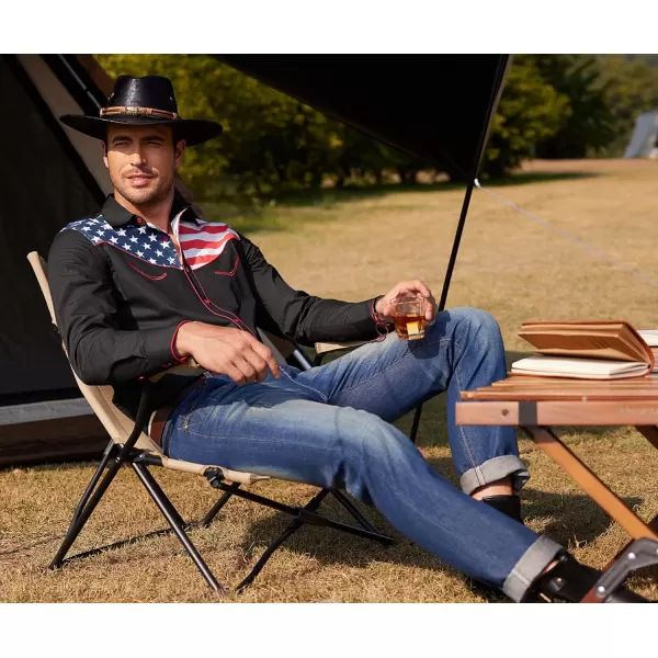 COOFANDY Men's Casual American Flag Button Down Shirts Slim Fit Long Sleeve Shirt