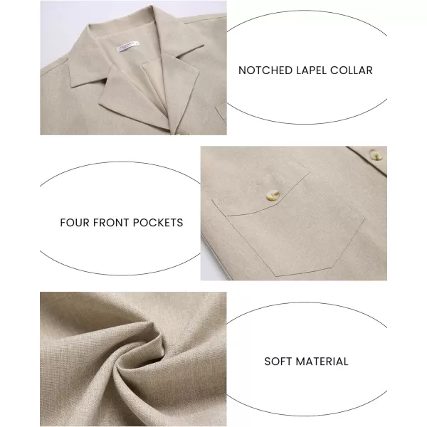 COOFANDY Mens Casual Blazer Jacket Lightweight Linen Sport Coat Shacket with Four Pockets Work Button Down Overshirt Coat