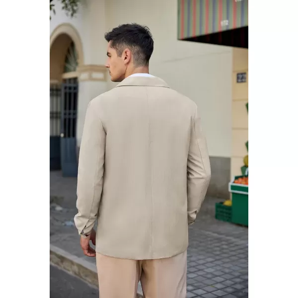 COOFANDY Mens Casual Blazer Jacket Lightweight Linen Sport Coat Shacket with Four Pockets Work Button Down Overshirt Coat