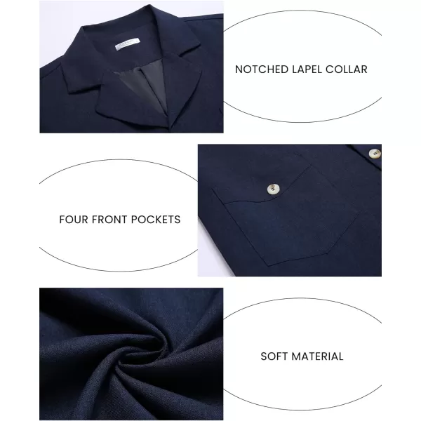 COOFANDY Mens Casual Blazer Jacket Lightweight Linen Sport Coat Shacket with Four Pockets Work Button Down Overshirt Coat