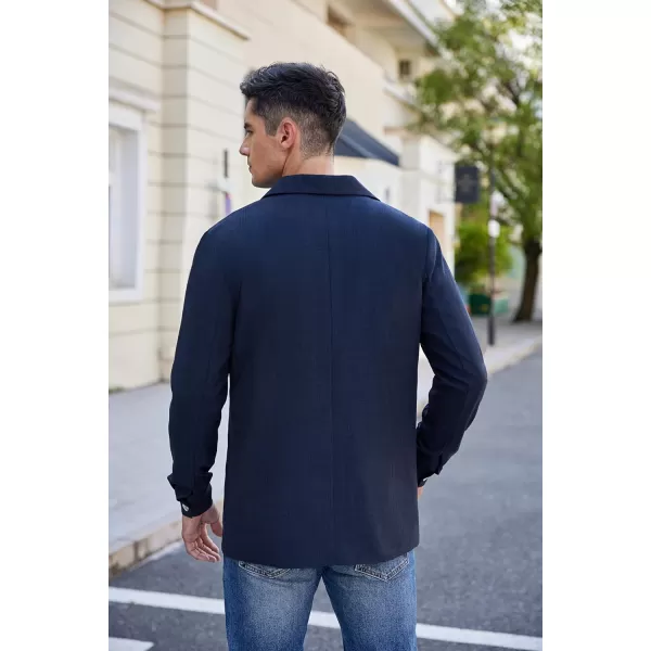 COOFANDY Mens Casual Blazer Jacket Lightweight Linen Sport Coat Shacket with Four Pockets Work Button Down Overshirt Coat