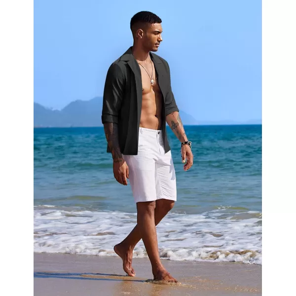 COOFANDY Mens Casual Button Down Shirt Summer Beach Shirts Long Sleeve Cuban Collared Tropical Textured Shirts