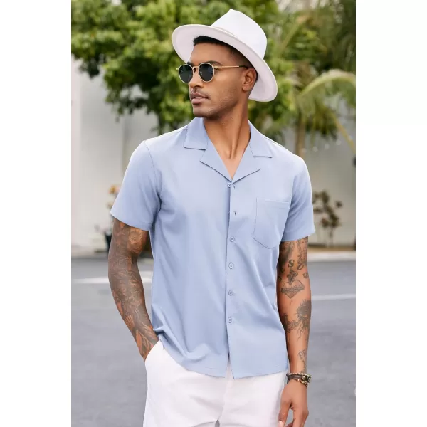 COOFANDY Men's Casual Button Down Shirts Short Sleeve Cuban Collar Shirt Summer Beach Wear