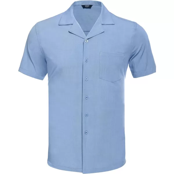 COOFANDY Men's Casual Button Down Shirts Short Sleeve Cuban Collar Shirt Summer Beach Wear
