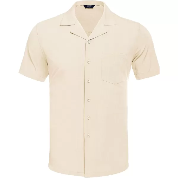 COOFANDY Men's Casual Button Down Shirts Short Sleeve Cuban Collar Shirt Summer Beach Wear
