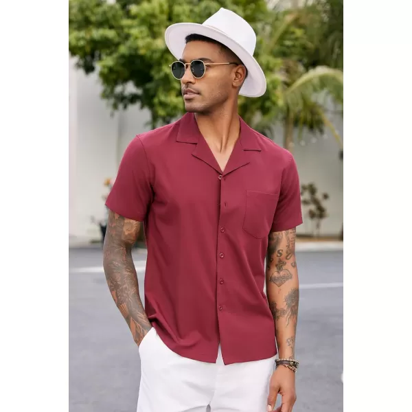 COOFANDY Men's Casual Button Down Shirts Short Sleeve Cuban Collar Shirt Summer Beach Wear