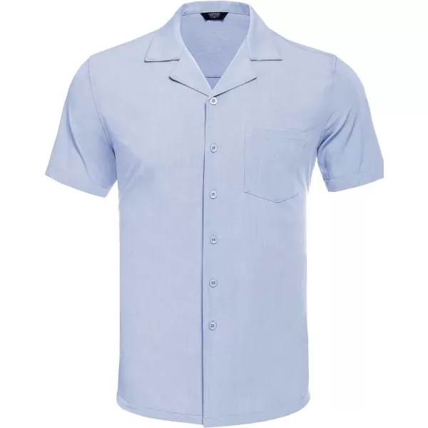 COOFANDY Men's Casual Button Down Shirts Short Sleeve Cuban Collar Shirt Summer Beach Wear