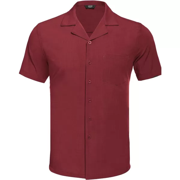 COOFANDY Men's Casual Button Down Shirts Short Sleeve Cuban Collar Shirt Summer Beach Wear