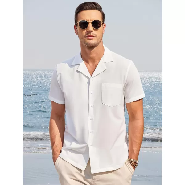 COOFANDY Men's Casual Button Down Shirts Short Sleeve Cuban Collar Shirt Summer Beach Wear