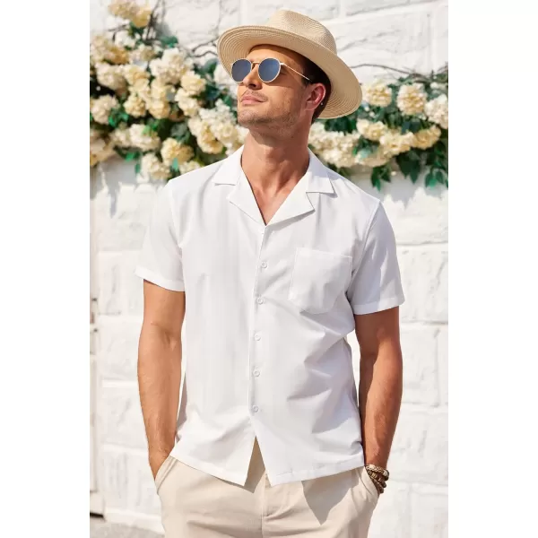 COOFANDY Men's Casual Button Down Shirts Short Sleeve Cuban Collar Shirt Summer Beach Wear
