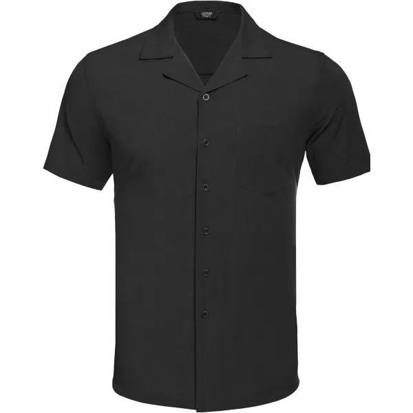 COOFANDY Men's Casual Button Down Shirts Short Sleeve Cuban Collar Shirt Summer Beach Wear
