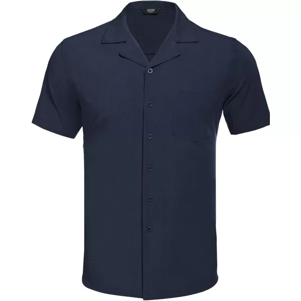 COOFANDY Men's Casual Button Down Shirts Short Sleeve Cuban Collar Shirt Summer Beach Wear