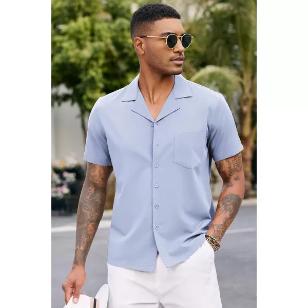COOFANDY Men's Casual Button Down Shirts Short Sleeve Cuban Collar Shirt Summer Beach Wear