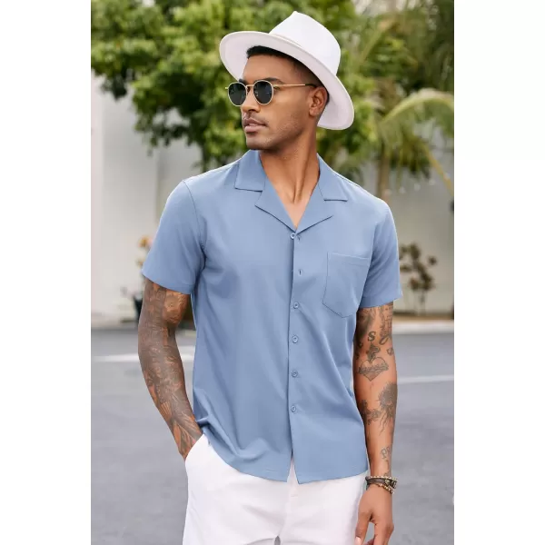 COOFANDY Men's Casual Button Down Shirts Short Sleeve Cuban Collar Shirt Summer Beach Wear