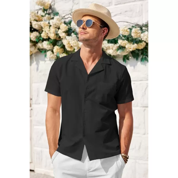 COOFANDY Men's Casual Button Down Shirts Short Sleeve Cuban Collar Shirt Summer Beach Wear