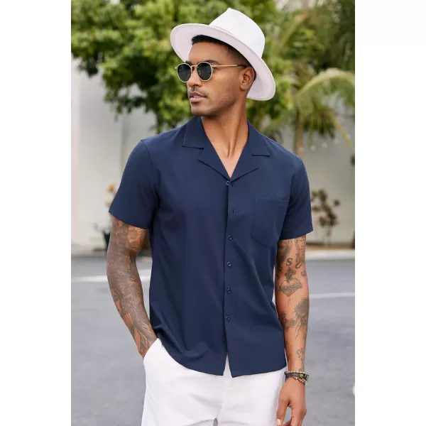 COOFANDY Men's Casual Button Down Shirts Short Sleeve Cuban Collar Shirt Summer Beach Wear